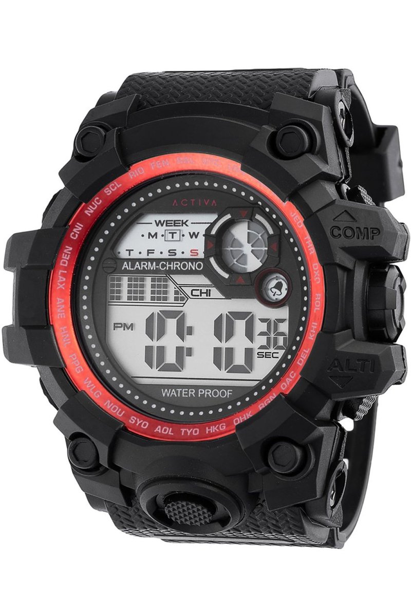 Activa x Invicta Digital ACW430-004 Heren Horloge - Waterdicht - Digtaal - Quartz Uurwerk - Plastic met zwarte Wijzerplaat - 52mm