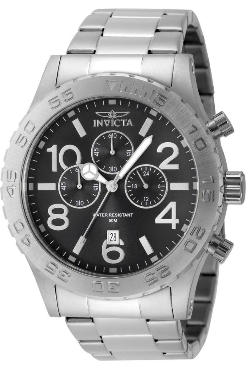 Invicta Specialty 49096 Heren Horloge - Waterdicht - Analoog - Quartz Uurwerk - Roestvrij Staal met grijze Wijzerplaat - 50mm