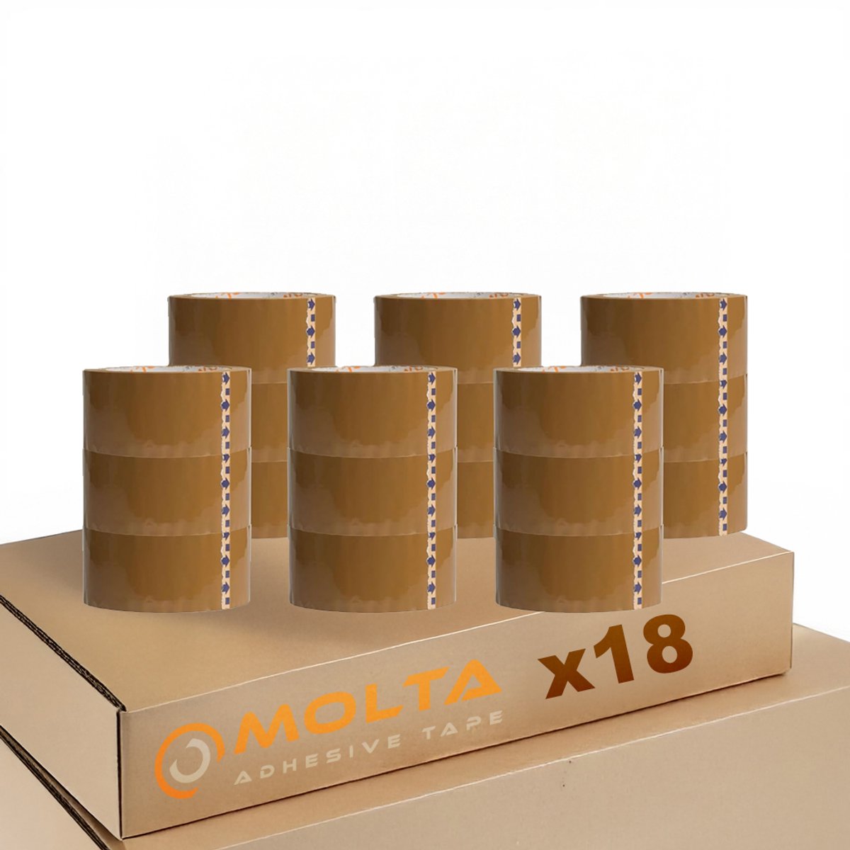 MOLTA | SOLVENTA BRUINE Verpakkingstape 48 mm x 120 m | Kartonnen tape | Verpakkingstape voor pakketten en dozen - 18 Rollen | SYNTHETIC RUBBER | SYNTHETIC RUBBER