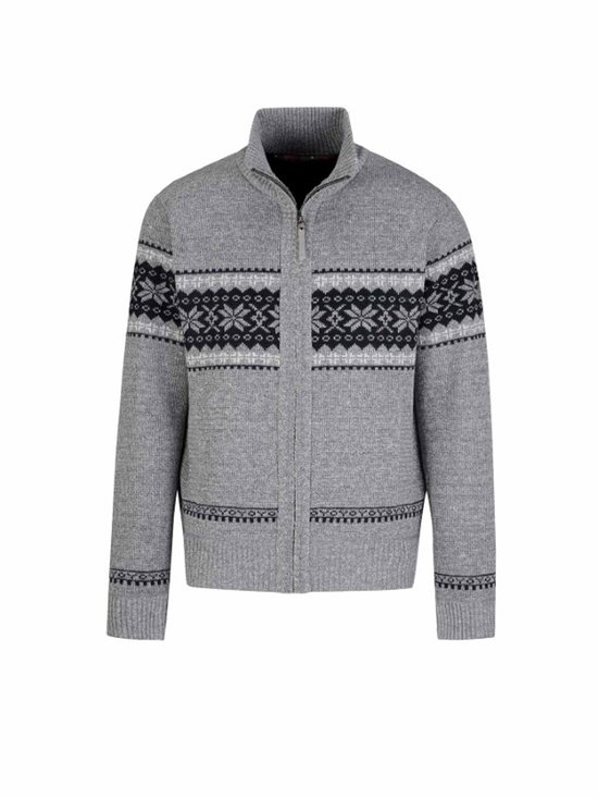 BJØRNSON Hoyt Cardigan tricoté scandinave Homme - Teddy - Taille 4XL - Grijs