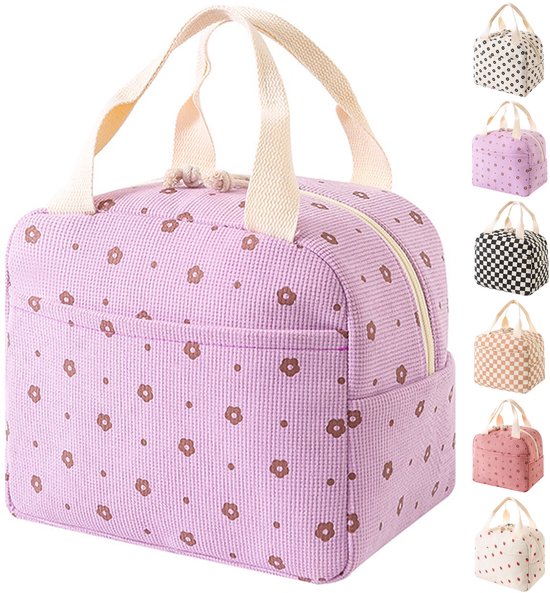 Sac Isotherme Déjeuner Mignon – Femmes & Enfants – Portable et Multifonction – Motif Fleur – Violet