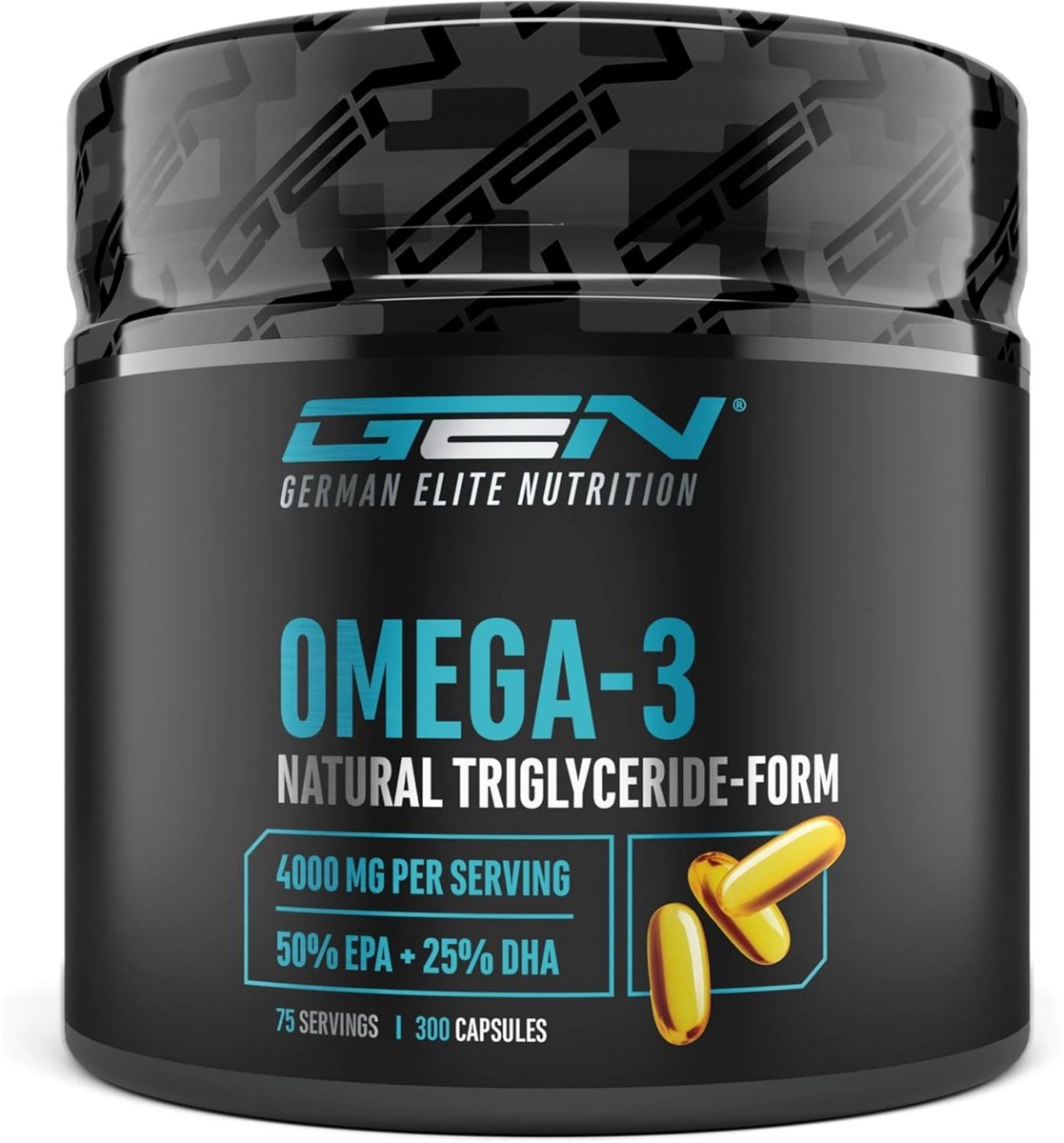 GEN Omega 3 hoge dosering met 4000mg - 300 capsules - Visolie met 80% vetzuren waarvan 2000mg EPA & 1000mg DHA - Natuurlijke triglyceride vorm - Uitvoerig gezuiverd