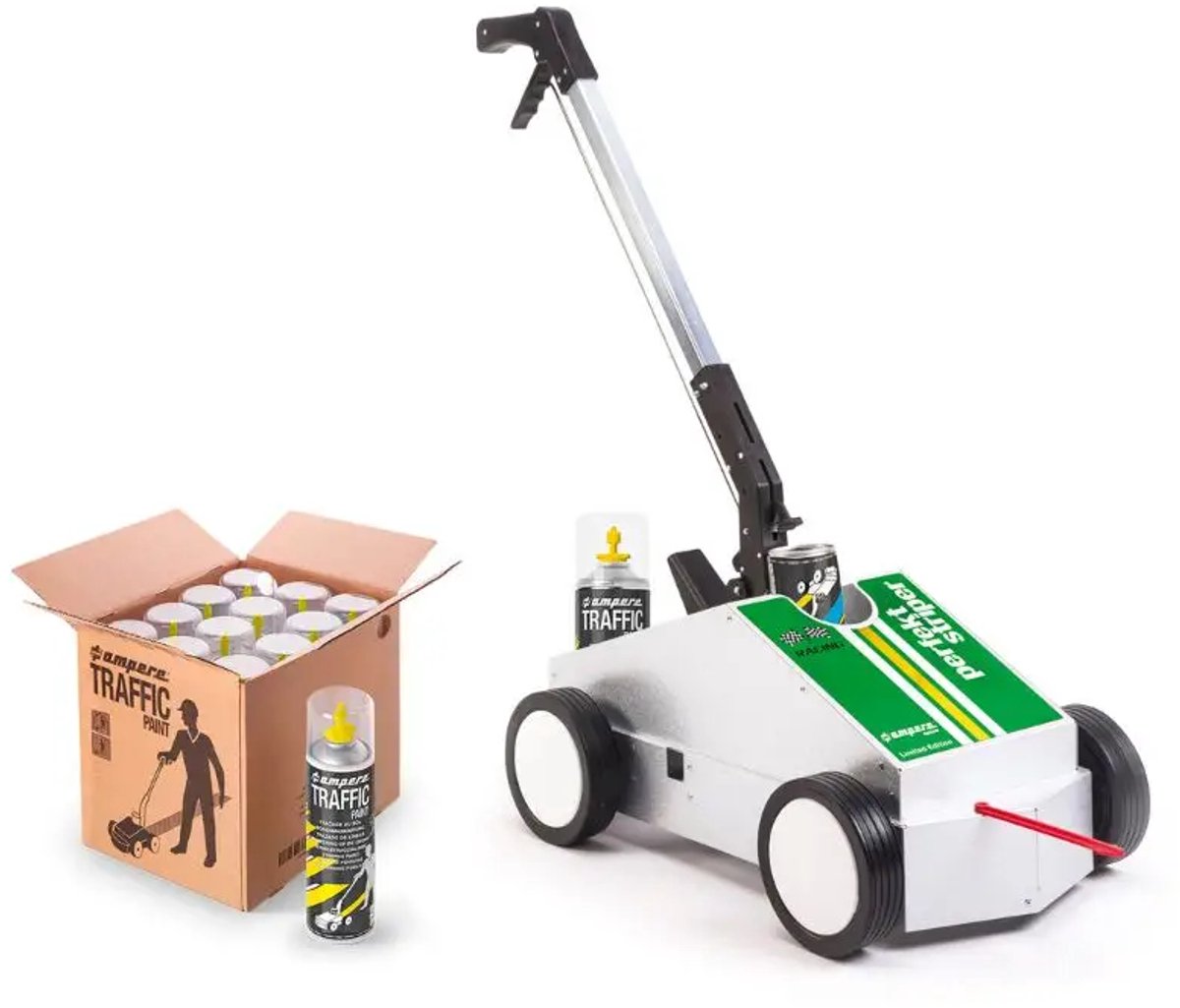 Ampere New Perfekt Striper lijnentrekker voor markeerverf | Met 12 bussen Traffic Paint markeerverf geel