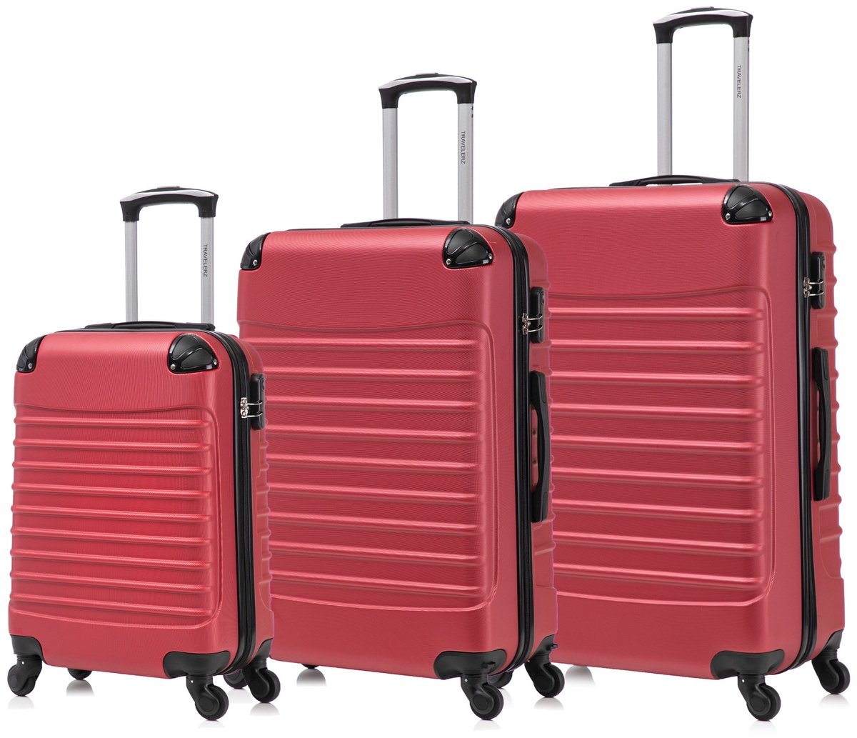 Travelerz Rome Kofferset 3-Delig – Handbagage 39L + Large 69L + Extra Large 95L – Lichtgewicht ABS – Spinner Wielen – Burgundy – Met Cijferslot
