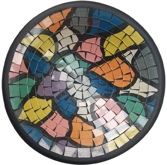 Floz Design fruitschaal aardewerk en glasmozaiek - geinspireerd op Mondriaan - 25 cm - fairtrade geproduceerd