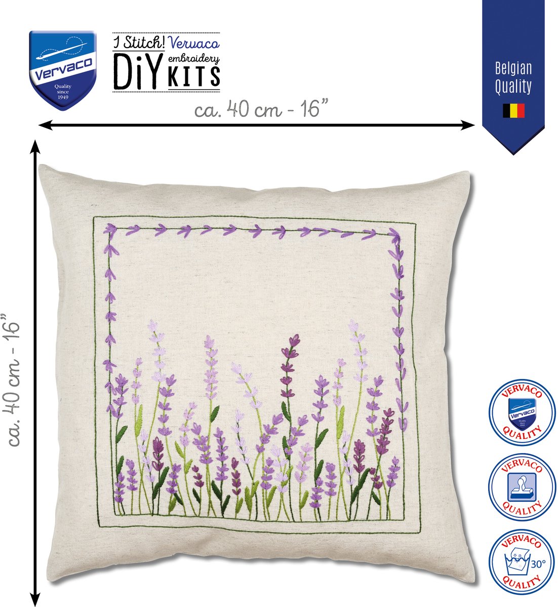 Vervaco - Kussen kit - Lavender - PN-0222938 - Borduren - Borduurpakket - Borduurpakket volwassenen - Borduurpakket kind — afbeelding 3