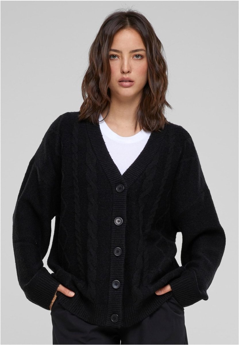 Urban Classics Cable Knit Cardigan 5XL Zwart
