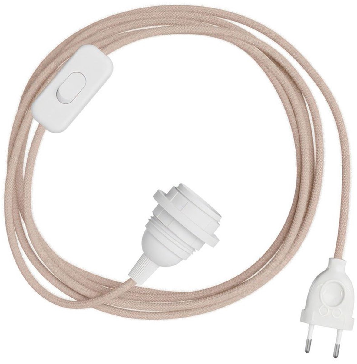 Creative Cables Snakebis Zig-zag E27 Lampenkap-bedrading Met Lamphouder. Zigzag-stofkabel En 2-polige Stekker 3 M Transparant