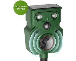 Ultrasone Kattenverjager op Zonne-energie + USB Oplaadbaar – Bewegingssensor 8 m – Waterdicht voor Tuin & Buiten – Marterverjager / Kattenschrik / Vogelverjager
