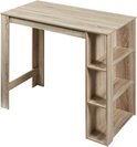 Houten bartafel met open vakken.