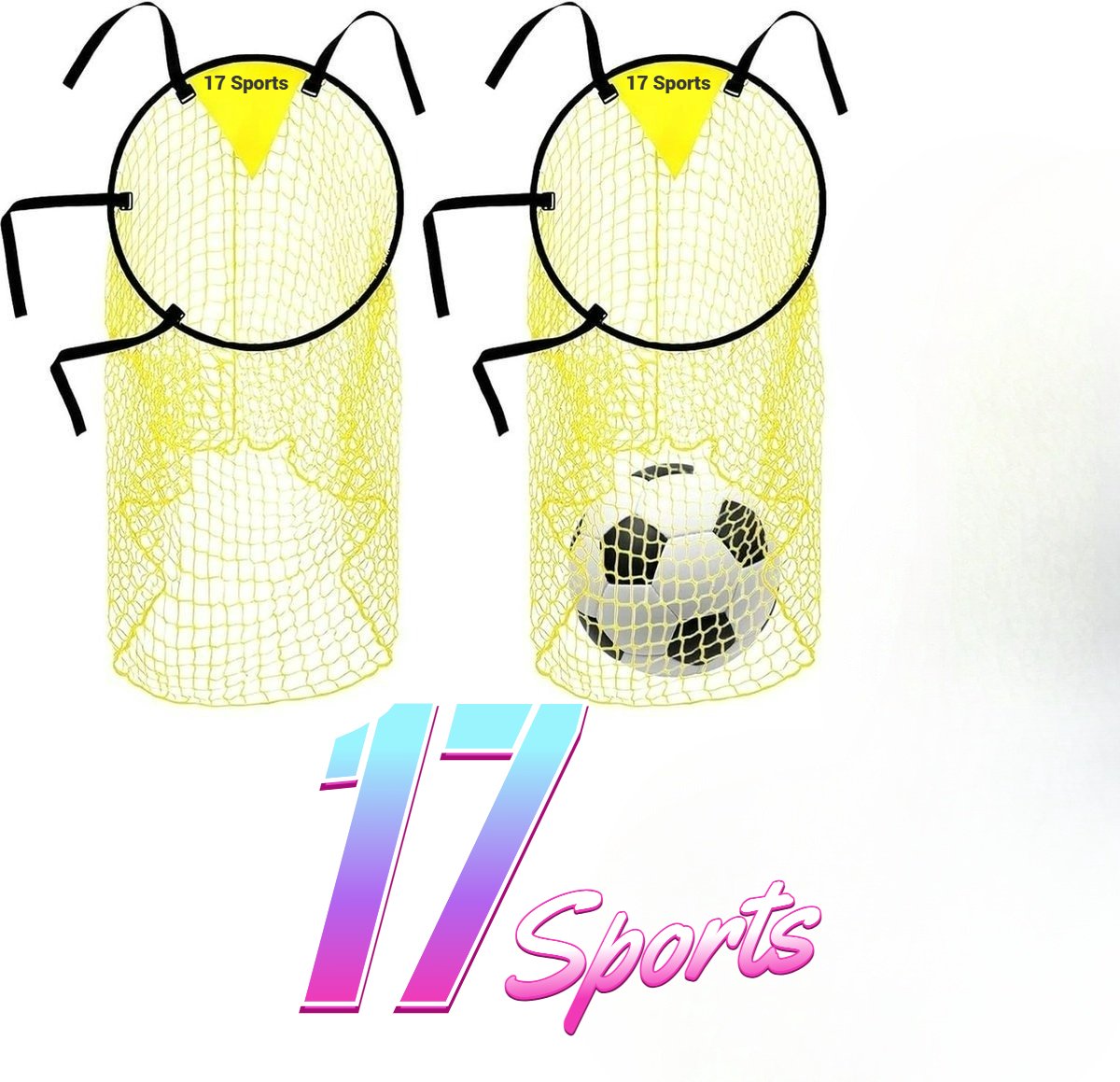 17 Sports – Voetbaldoelnet Set van 2 – Doelnetten voor Voetbaldoelen met Frame – Vervangnetten voor Training & Wedstrijden – Accessoires voor Schietnauwkeurigheid & Voetbaltraining