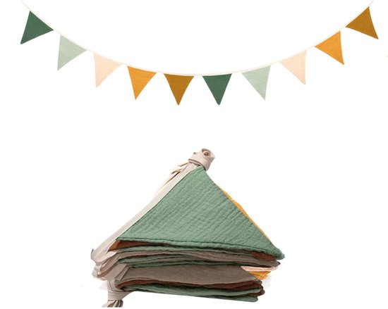 stoffen slingers, slingers voor de kinderkamer, slingers van mousselinekatoen, kleurrijke slingers voor kinderkamerfeestdecoratie, hangende slinger voor kinderkamerdecoratie, stijl A