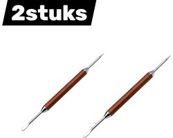 2 artikelen - Latte art-naald voor koffie - Naald met palissander handvat, gesneden latte art - Mooie latte art-naald - Gesneden latte art-stokje - Koffie-accessoires