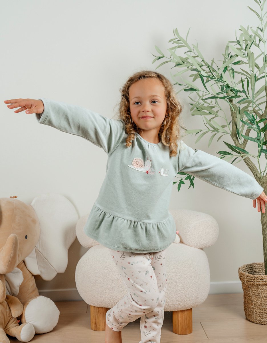 Noukie's Pyjama - 2 delig - Velour - Groen met roze - 3 jaar 98 groen , roze