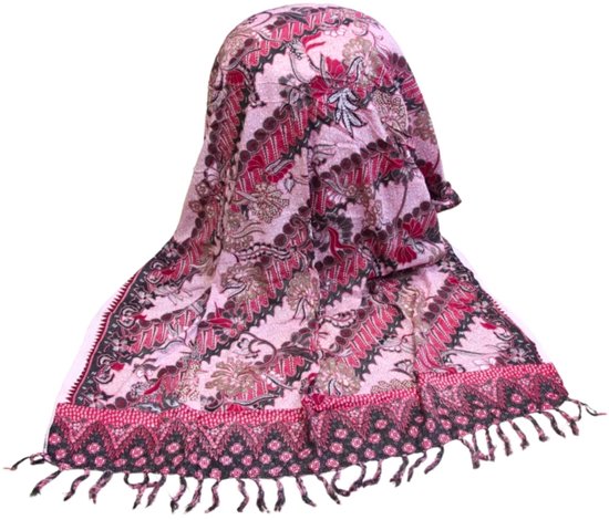 Om Namaste Sarong - 644 - batik - bloemen - roze van Om Namaste — afbeelding 5