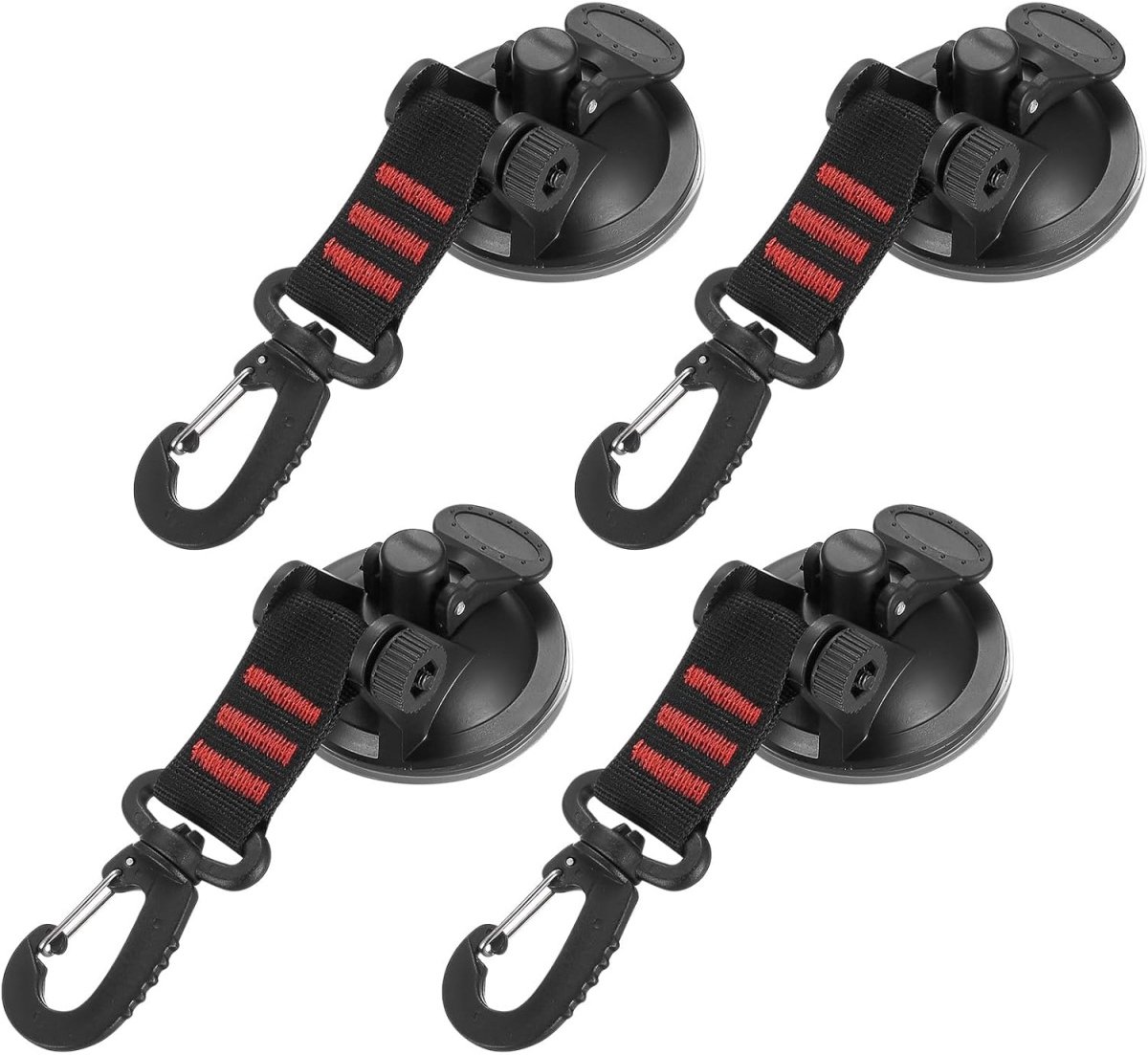 TOVBMUP 4 Stuks Zuignappen voor Materiaaltransport - Extra Sterke Saughaken met Hoge Draagkracht - Geschikt voor Auto, Camping, Wohnmobil en Zonnescherm - ABS en Gepolyesterde Band - 17x6,5cm