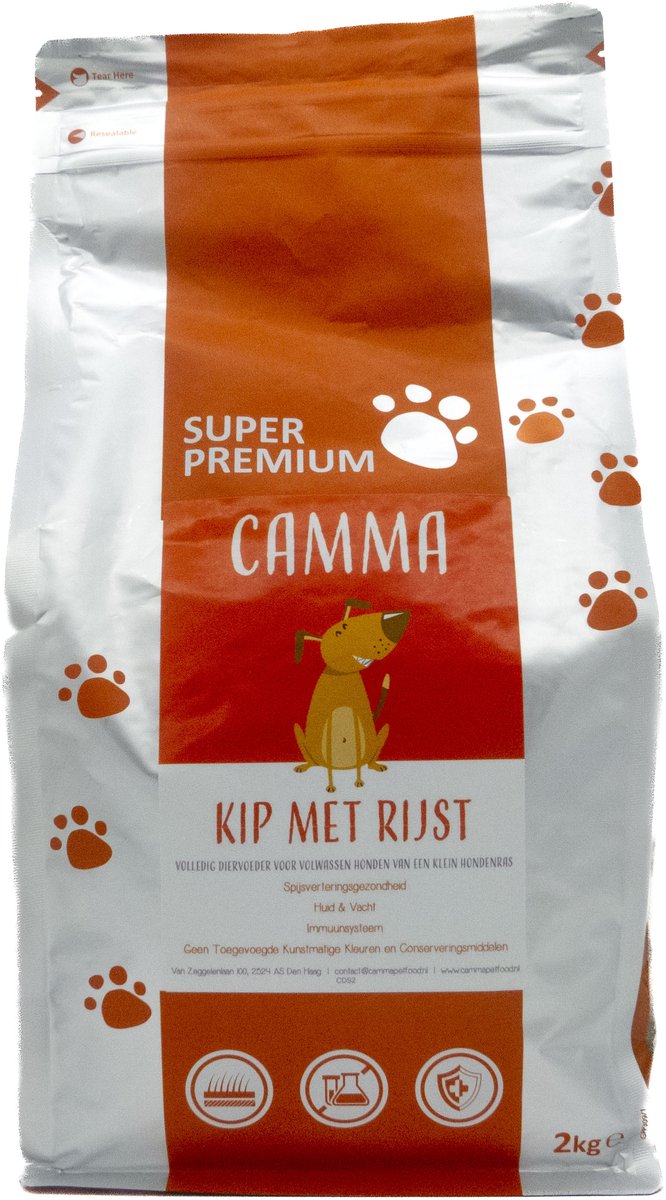 Camma Petfood - Super Premium - Adult Dog Small Breed Kip met Rijst 2kg