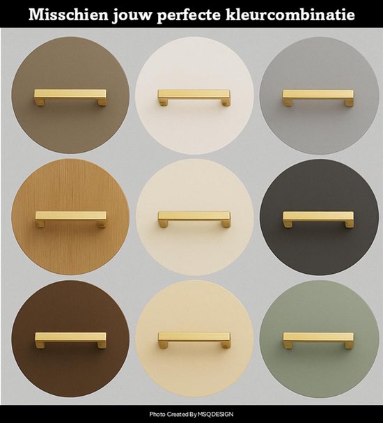 MSQDESIGN Handgreep RVS Goud - Boormaat 128mm - Gouden Handgreep voor Keuken & Kast - Moderne Meubelgreep - Keukengreep Mat Goud -Kastgrepen- Goude Greepjes Keuken - Goude RVS Handvatten - Deurgreepjes -incl schroeven