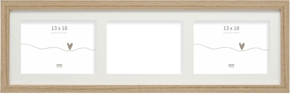 Deknudt Frames fotolijst S66KD3 - naturel - 3 horizontale foto's 13x18 cm