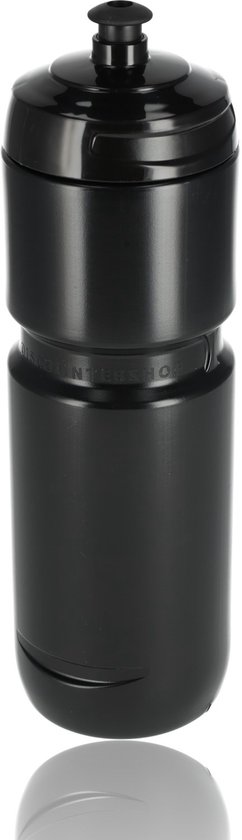 Gourde noire et légère de 800 ml, détaillée sur fond blanc.