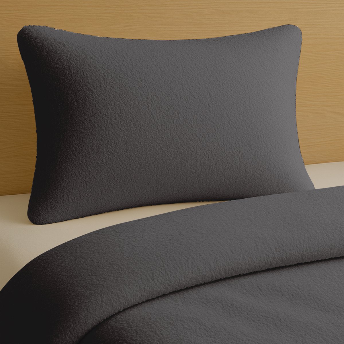 Zydante Dekbedovertrek Set 240x220 cm - Teddy - met 2 Kussenslopen - Anthracite