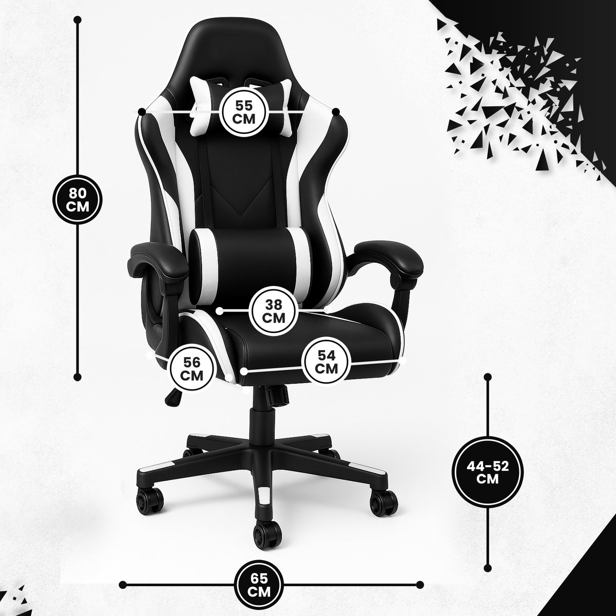 Afbeelding 3 van Bayt Gamingstoel -Gamestoel - Gaming chair - Met rug en armleuning - Verstelbare rugleuning - Comfortabele game stoel - Zwart en wit