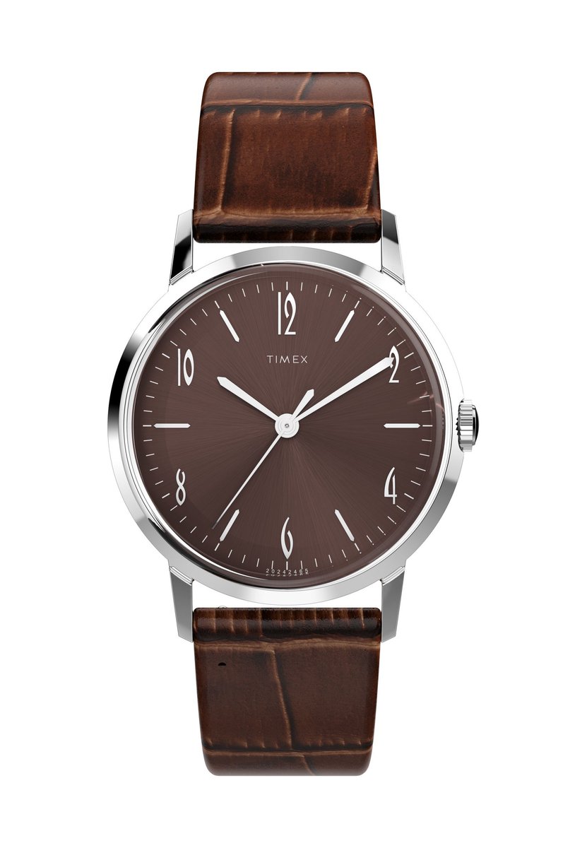 Timex Marlin Handwind Mechanisch Handopwindhorloge Bruin Kast: 100% Roestvrij Staal | Armband: 100%Leer 34 TW2W93300AJ