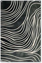 Tuinposter 80x120 cm - Tuindecoratie Lijnen - Patroon - Abstract - Wit - Poster voor in de tuin - Buiten decoratie - Schutting tuinschilderij - Tuindoek muurdecoratie - Wanddecoratie balkondoek