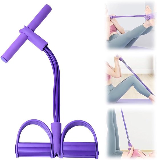XoeLLe Multifunctioneel spantouw met figuur 8 weerstandsband en elastische band, elastische sport expander met pedalen, handgrepen voor sportschool, kantoor, yoga, sport, thuis