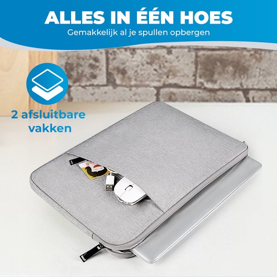 Housse pour ordinateur portable - Convient pour 15 / 15,3 / 15,6 pouces - Protection 3 couches - Housse pour ordinateur portable - Housse pour ordinateur portable - 2 compartiments verrouillables - Grijs