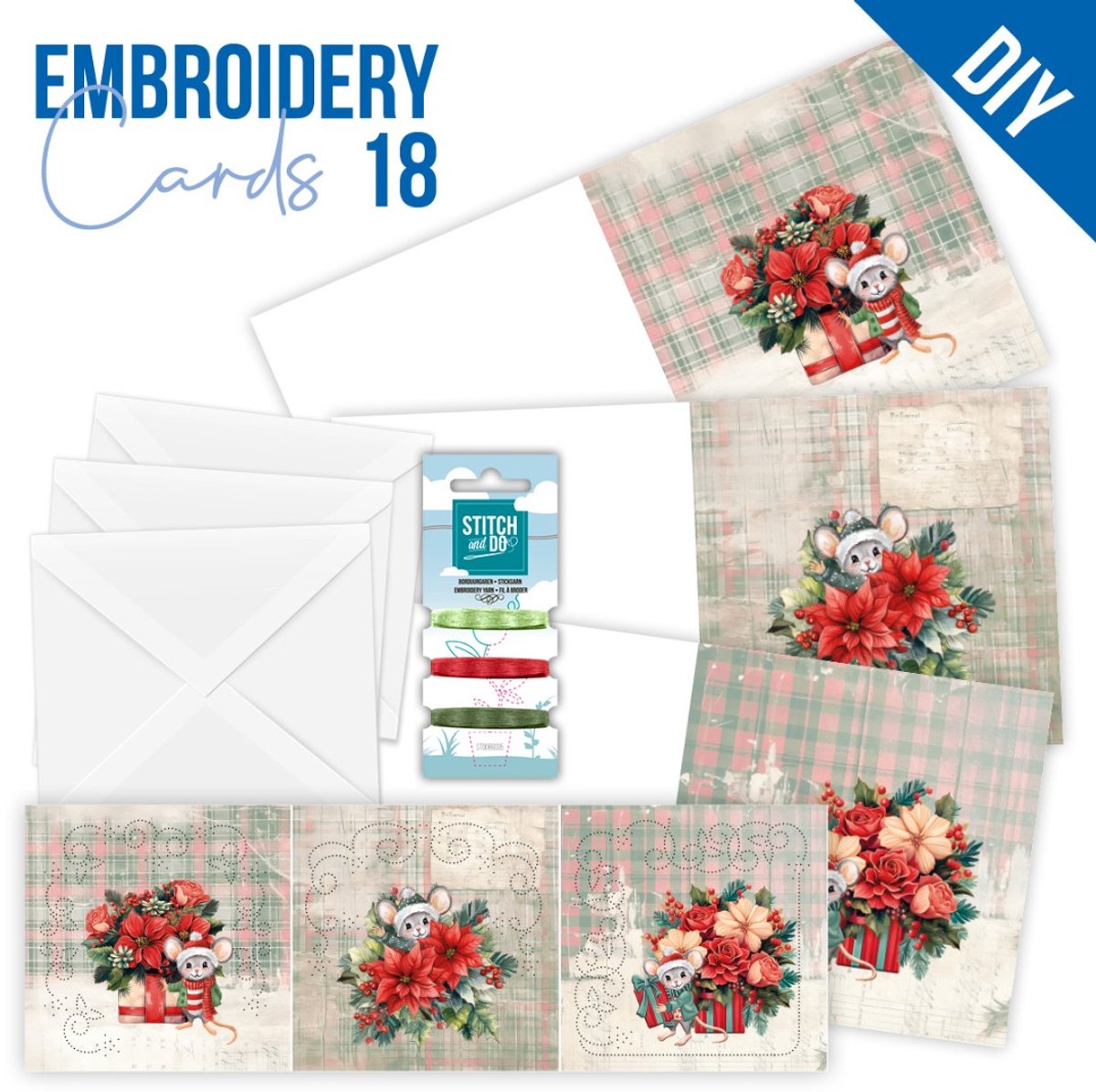 Stitch and Do Cards 18 - Yvonne Creations - Floral Christmas