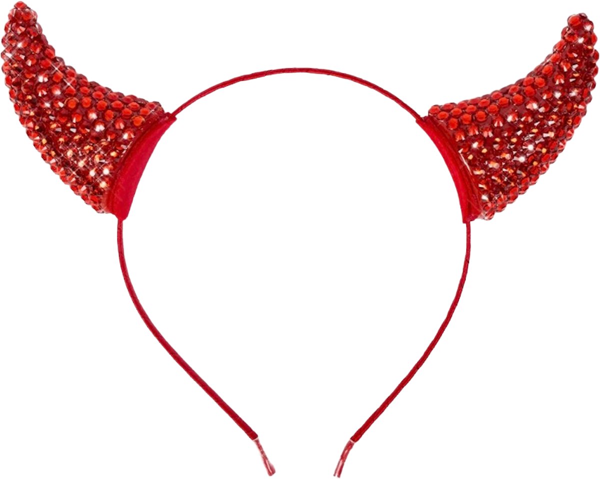 SilverAndCoco® - Glitter Duivel Horentjes Halloween | Rode Duivels Oortjes Diadeem Verkleed Hoorns Rood | Sexy Devil Horns met Glitters Haarband Kostuum