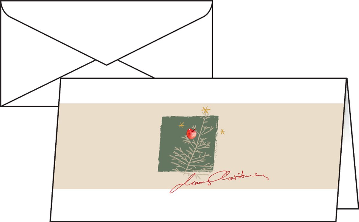 Kerstkaarten Sigel incl. - envelop Kerst met appels - wit