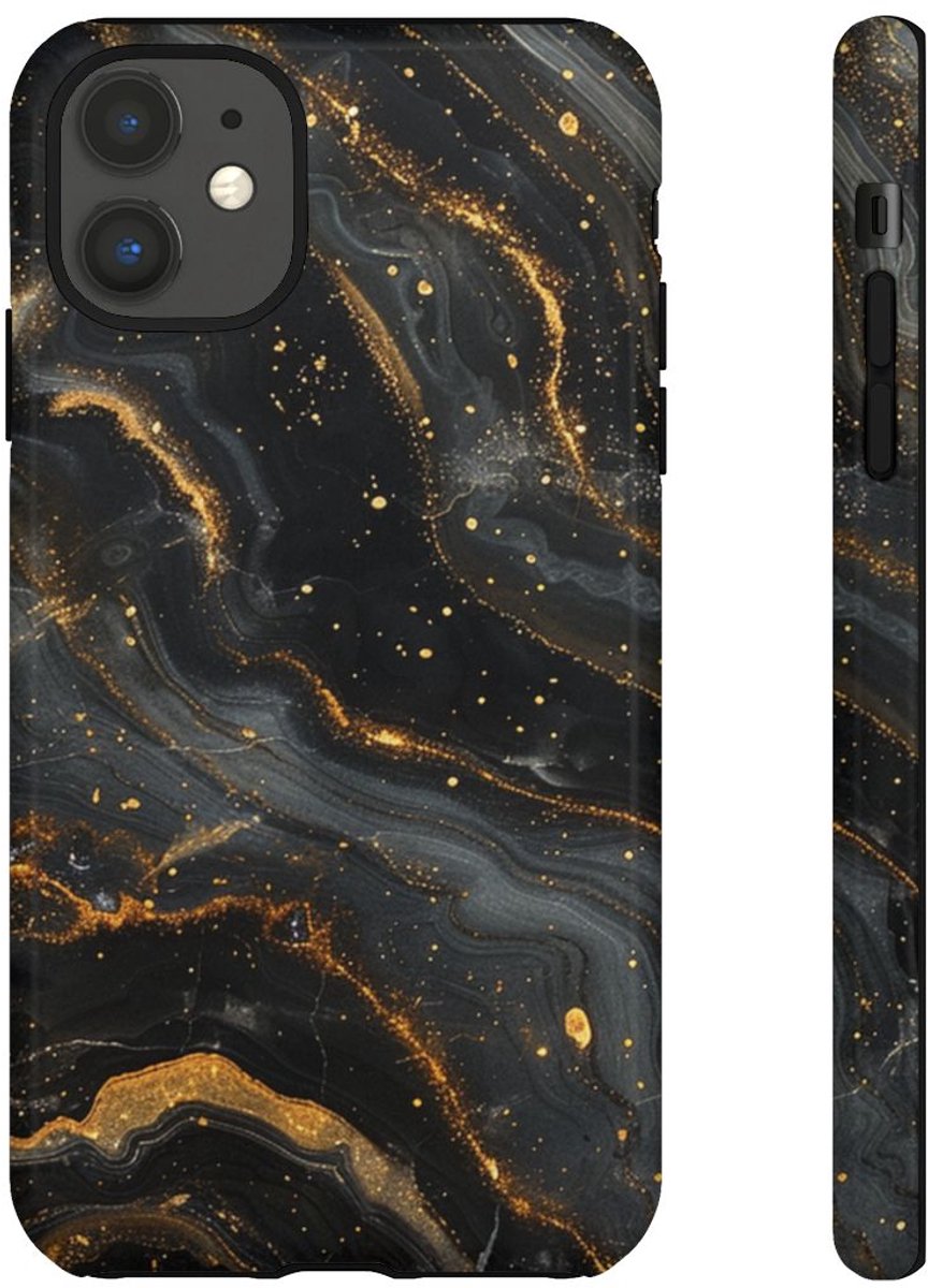 Zwart-Gouden Marmer Abstract Patroon – Telefoonhoesje Geschikt voor iPhone 11