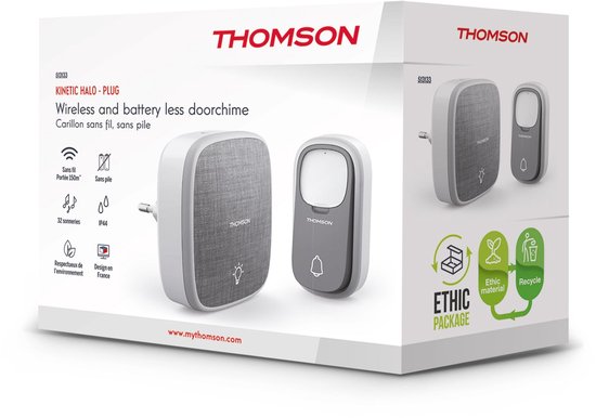 Thomson 513133-4 draadloze deurbel met kinetische knop en 4 plug-in ontvangers - netstroom ontvanger - voor stopcontact - vier chimes — afbeelding 5