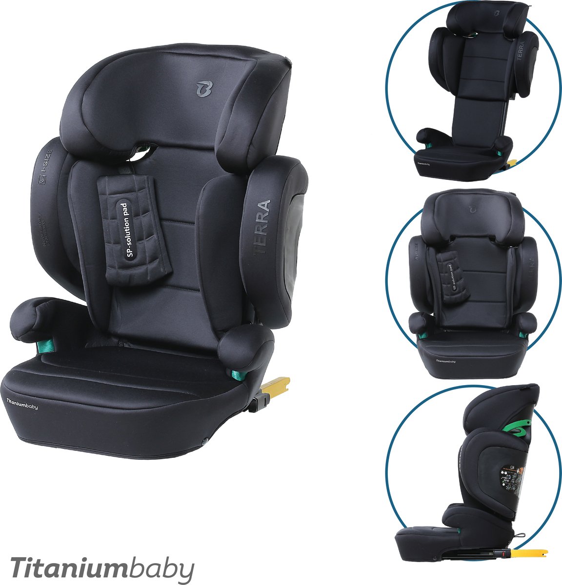 Titaniumbaby Autostoel Terra i size 100-150 cm - Zwart