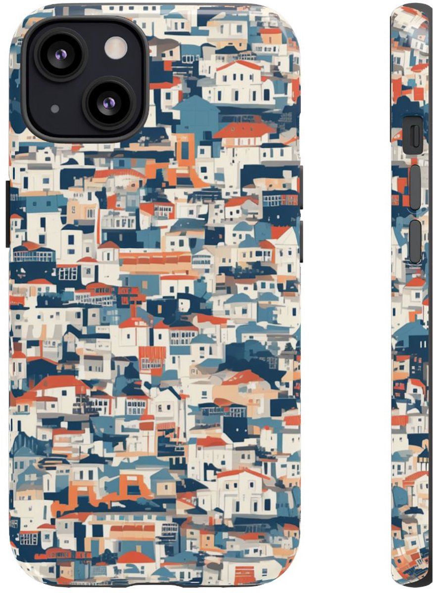 Dichtbebouwde Stadswoningen Patroon – Telefoonhoesje Geschikt voor iPhone 13