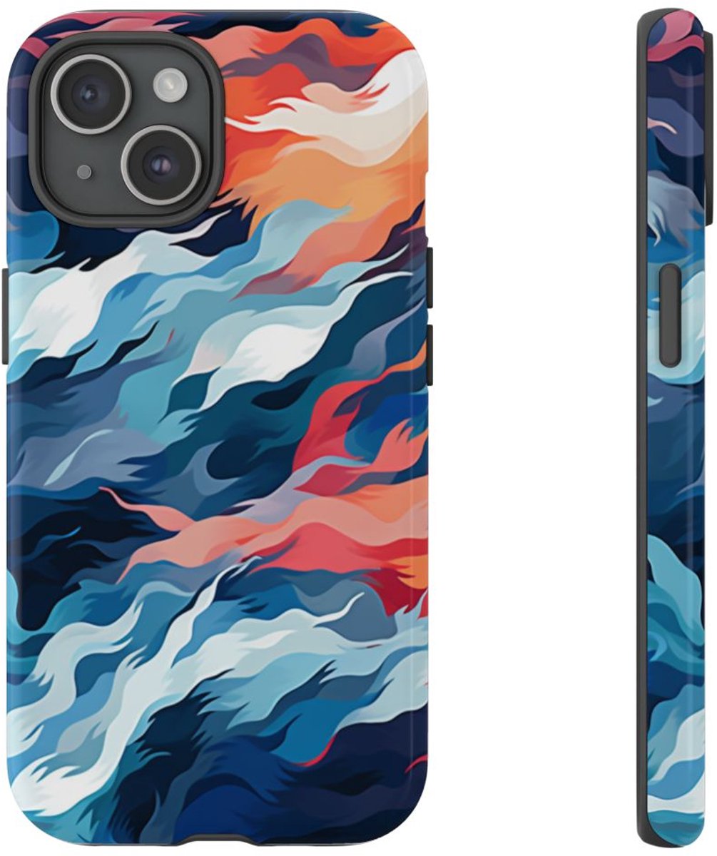 Abstracte Golvende Patronen – Telefoonhoesje Geschikt voor iPhone 15
