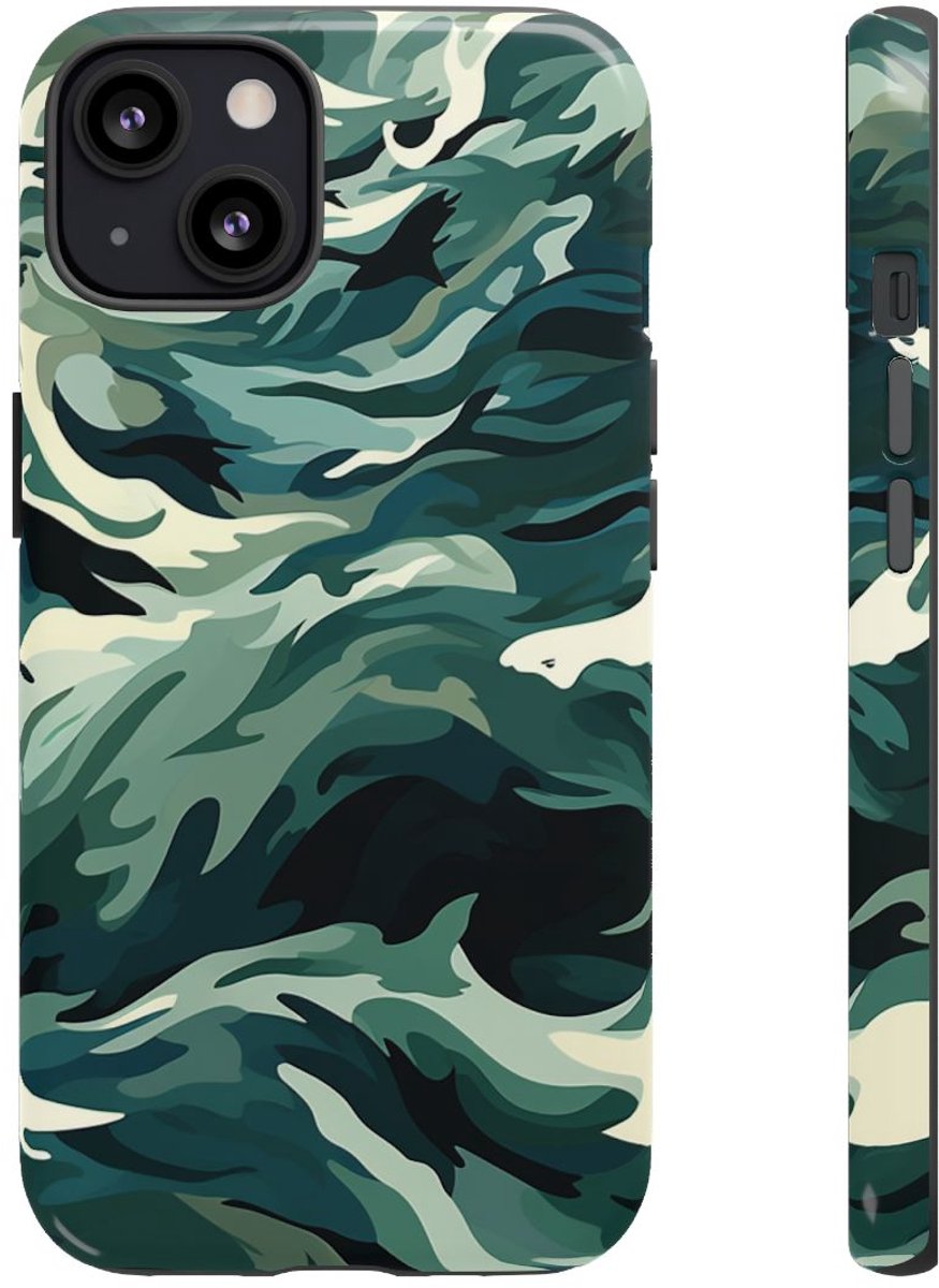 Abstracte Oceaangolven met Haaienpatroon – Telefoonhoesje Geschikt voor iPhone 13