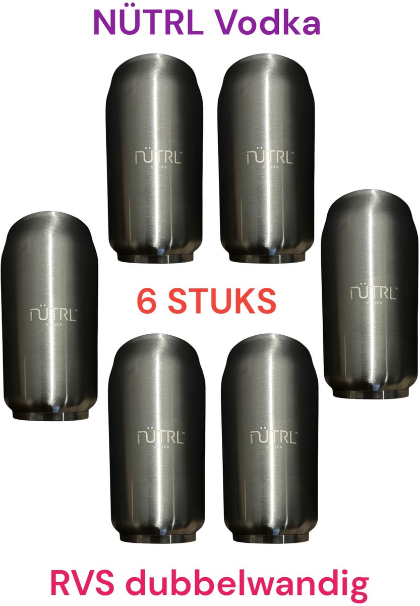 NÜTRL VODKA 6 Stuks RVS Beker (250 ml)