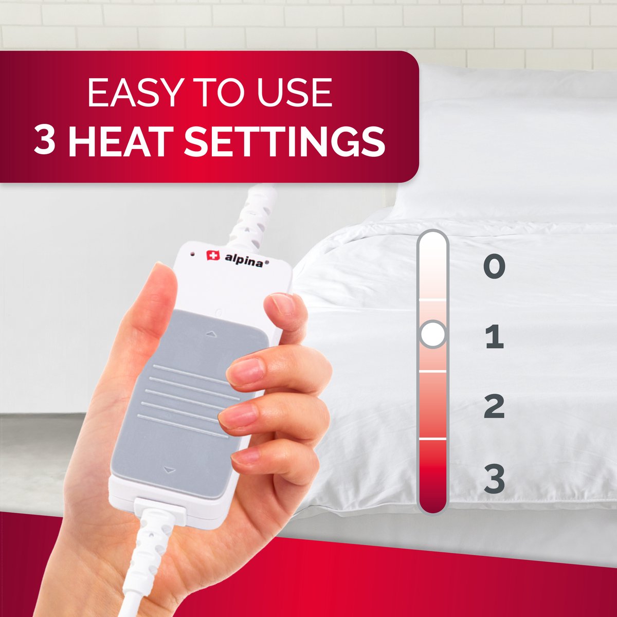 Alpina Warmtedeken 1 Persoons Wit 180W Met 3 Standen - afbeelding 2