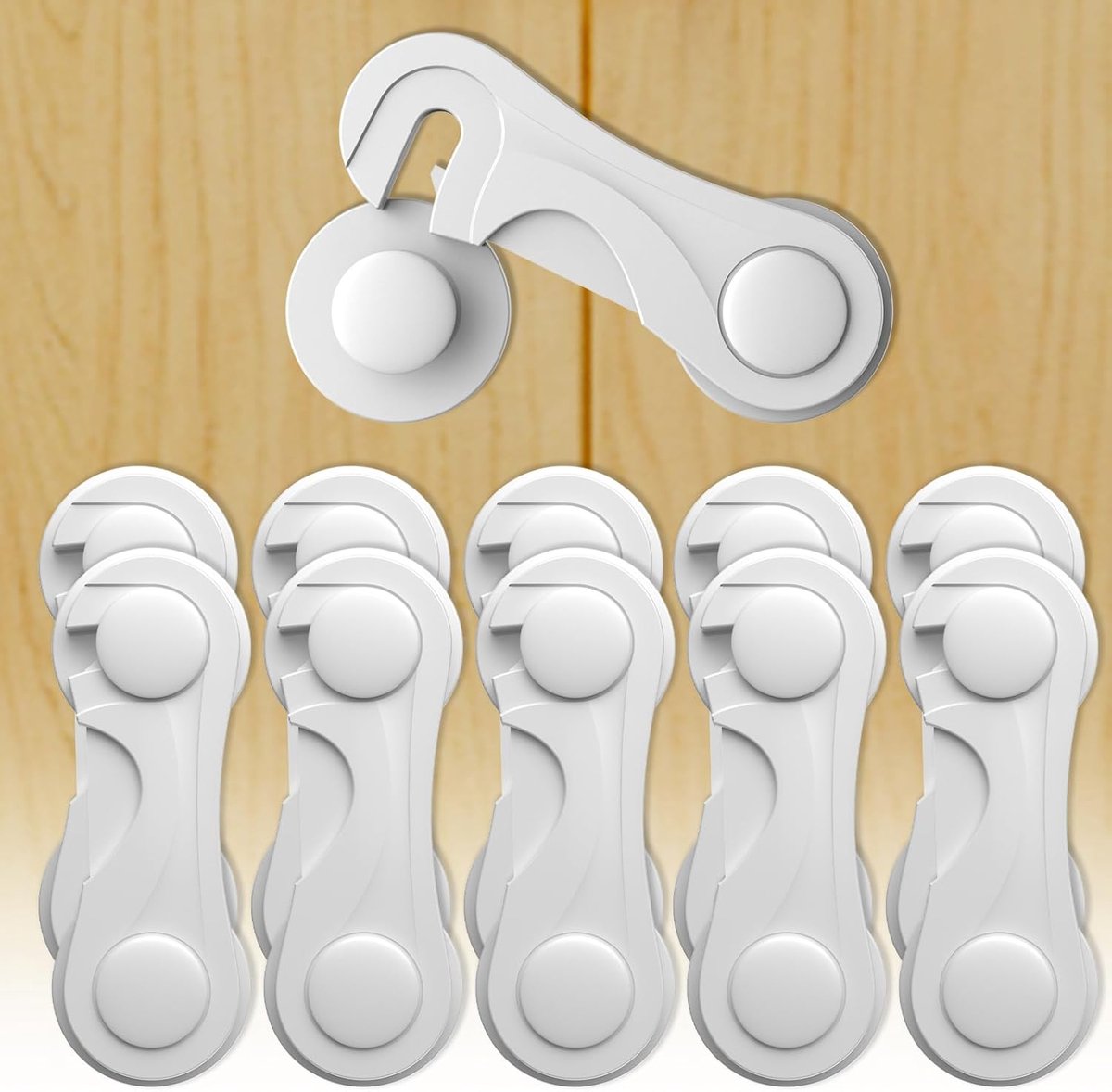 Image of 10 stuks Kastsloten Babyveilig - Kinderveilige Kastsloten - Kindveilige kastsloten - Zelfklevende kindveilige sloten - Veiligheidsdeursloten voor kasten, laden en koelkast - Wit