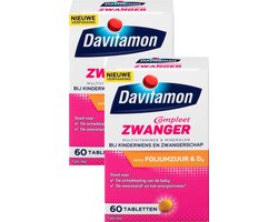 Davitamon Mama Compleet Zwanger - multivitamine bij kinderwens en zwangerschap - Bevat extra foliumzuur en vitamine D3 - 2 x 60 tabletten - BUNDEL