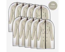 WinFong Kledinghoezen Transparant 10 Stuks – 140x60 cm – Kledingzakken met Rits – Waterbestendig, Stofvrij & Kreukvrij – Bescherming tegen Motten & Geuren – Voor Jurken, Jassen & Maatpakken – Voordeelset