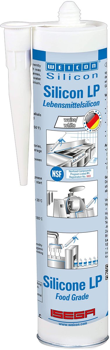 WEICON Silicon LP – 310 ml wit – permanent elastisch siliconen lijm- en afdichtingsmiddel