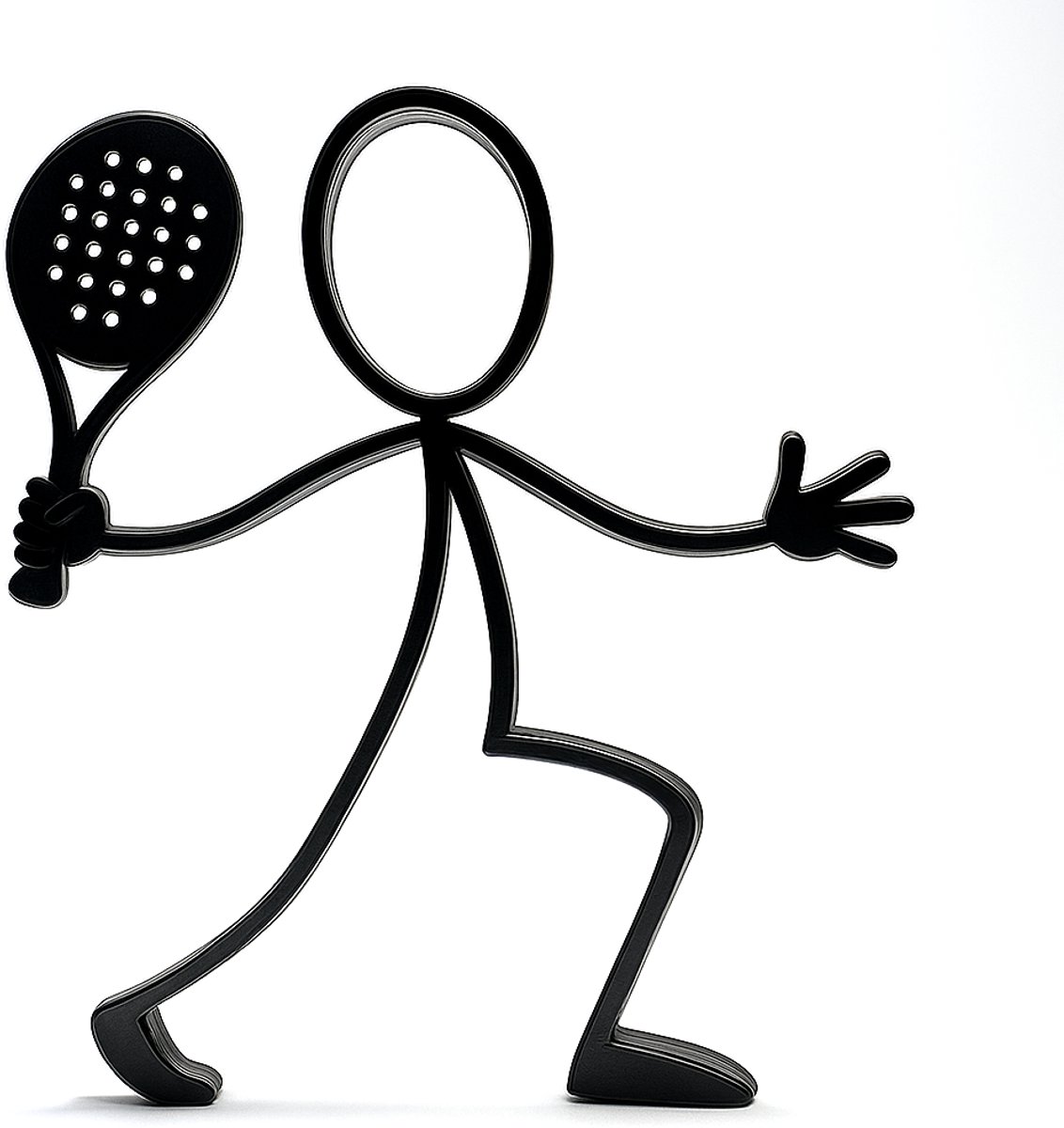 Stickyman Padelspeler - decoratiebeeldje - zwart - 20 cm hoog