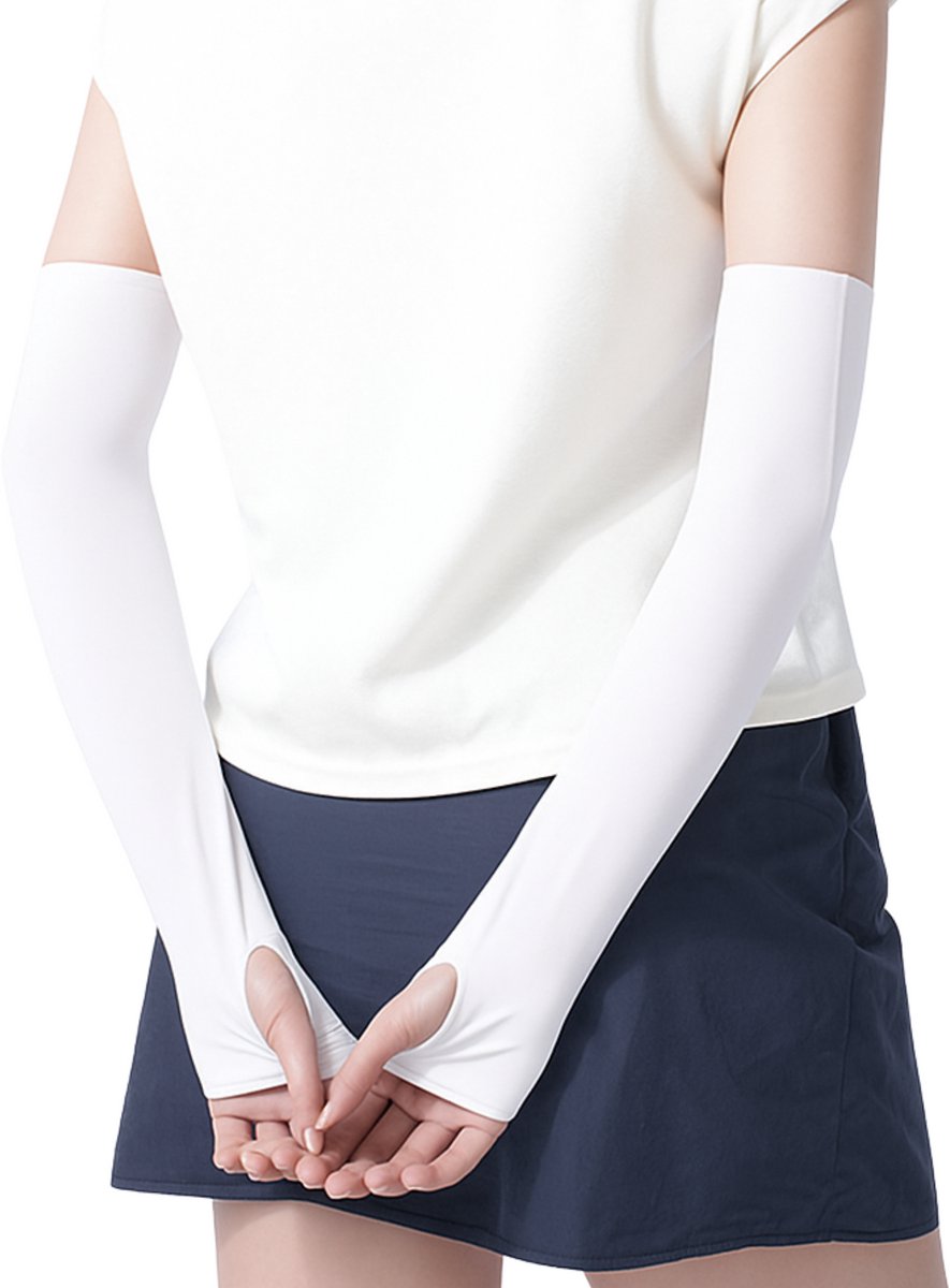 U Fit One UPF 50+ UV Bescherming Arm Sleeves - Verkoelend - Fiets Armstukken UV Bescherming - Wit - Unisex - 2 Stuks - Maat S