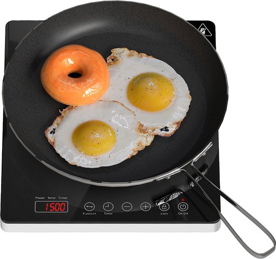 Klarstein Cook N Roll Inductiekookplaat - 2000W - 3H-Timer - 10 Standen Overhittings En Overspanningsbeveiliging Automatische Deactivering Kinderbeveiliging Praktisch En Energiebesparend Met Gaarthermometer Elegant Zwart