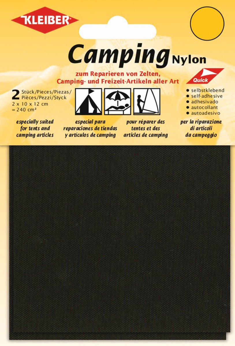 Kampeerlapjes, nylon, zelfklevend, zwart