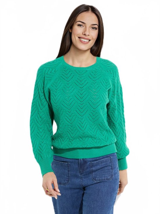 Pull court uni ajouré doux à col rond